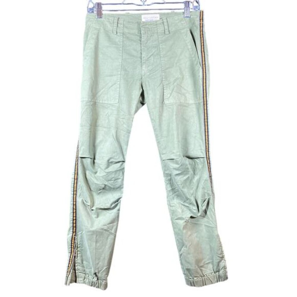 Nili Lotan Womens Pants Green Mid Rise Ankle Zip Cropped Stretch Military 0